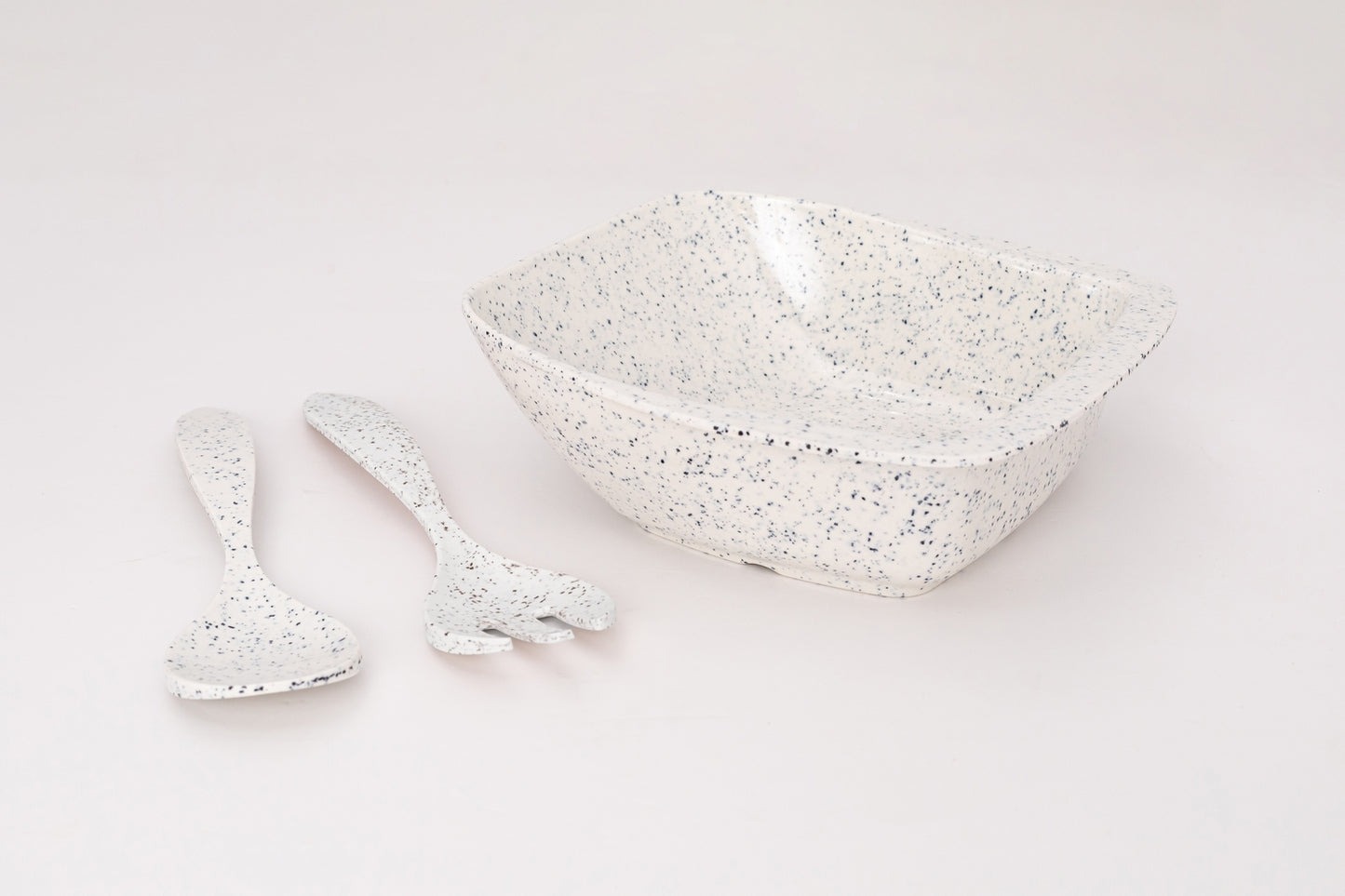 Large Square serving bowl  with fork and spoon  Pack of 3 Pcs