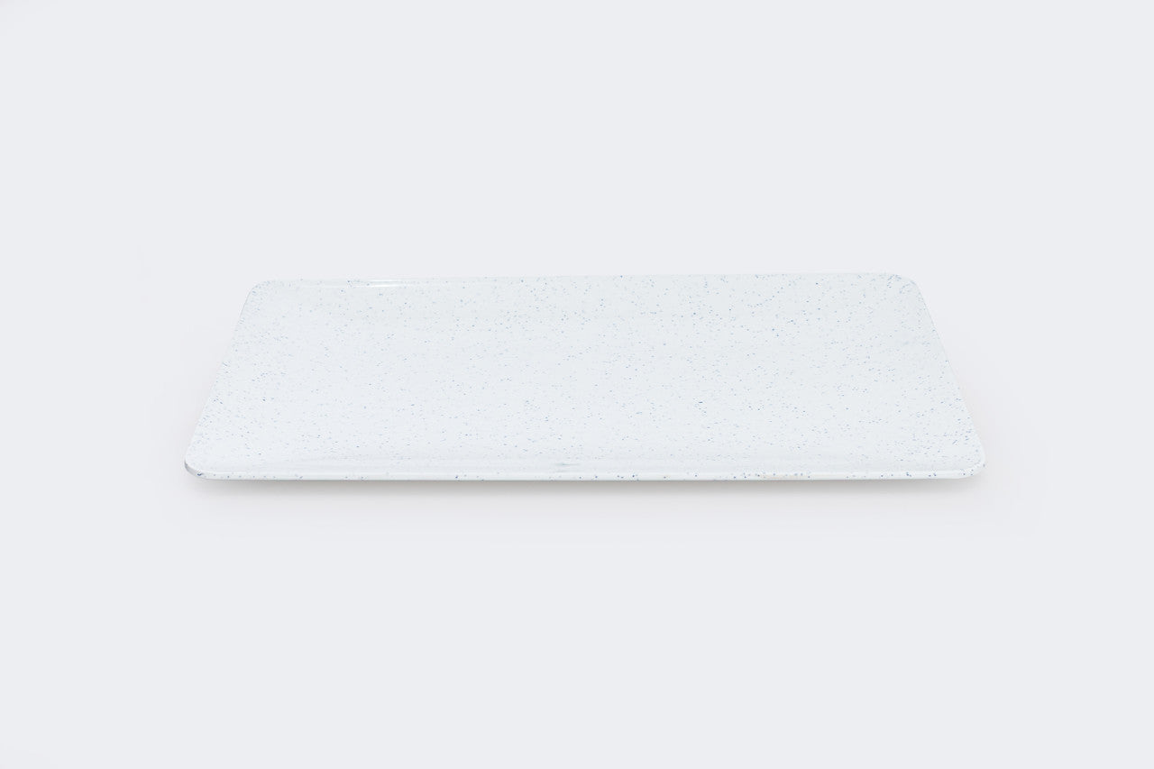 Melamine rectangle tray 40*25 cm White with Dark blue Set of (2 pieces )
