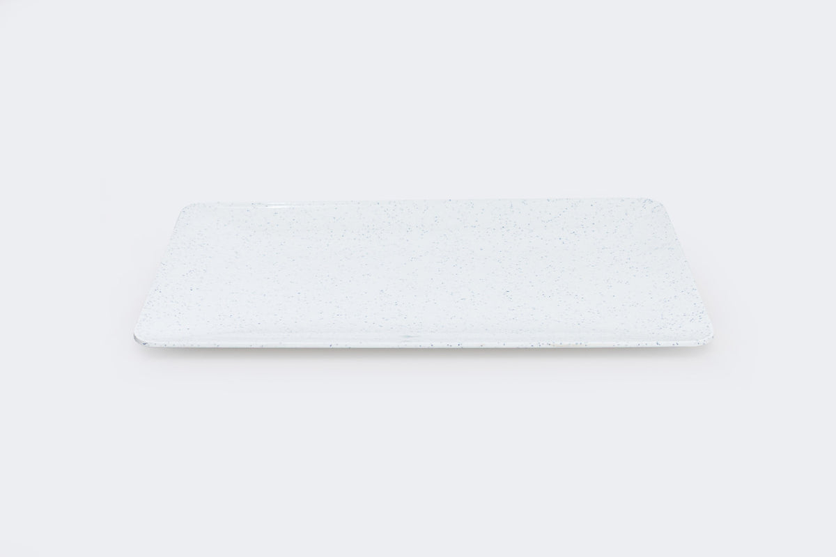 Melamine rectangle tray 40*25 cm  White with Dark blue Set of  (2 pieces )